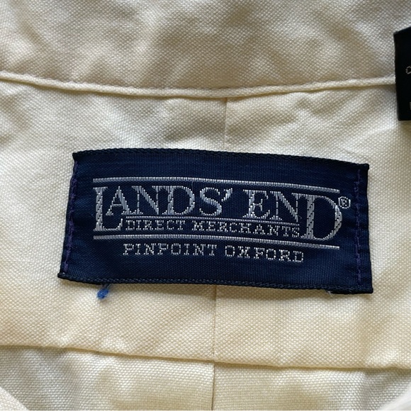 Land’s End Dress Shirt Button Down Collar Short Sleeves Yellow Size 16-1/2. - Picture 6 of 10